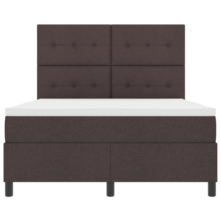 Boxspring Bed Met Matras Stof Donkerbruin 160 x 200 cm Button tufted