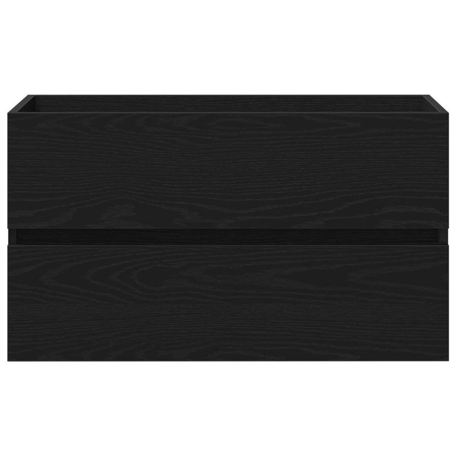 Wastafelkast Met Ingebouwde Wastafel Zwart Eiken Engineered Hout,  Wastafelkast Zwart Eiken 80X38.5X45 Cm Engineered Hout