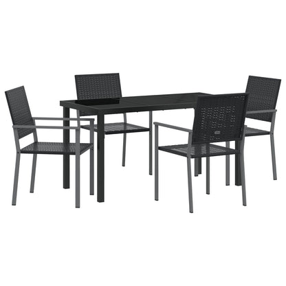 Set Van 3 Zwart Pe Riet En Gepoedercoat Staal 54X62.5X89 Cm