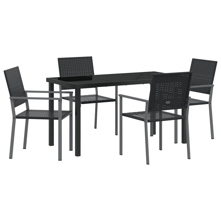 Set Van 3 Zwart Pe Riet En Gepoedercoat Staal 54X62.5X89 Cm