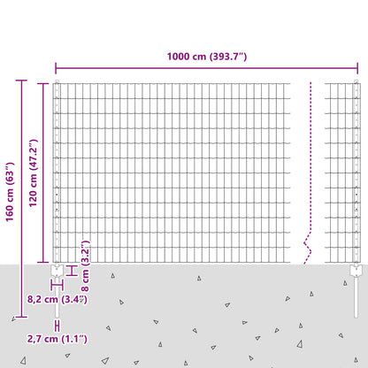 Euro Hek Met 10 U-Palen Grijs 1,2X10 M Staal