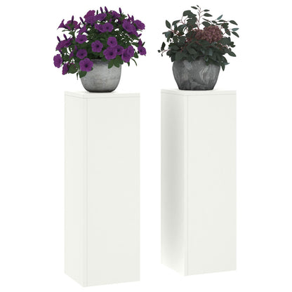 Buitenplantstands Pilaar 2 Stuks 24X24X75 Cm Staal Wit 2x (75 cm)