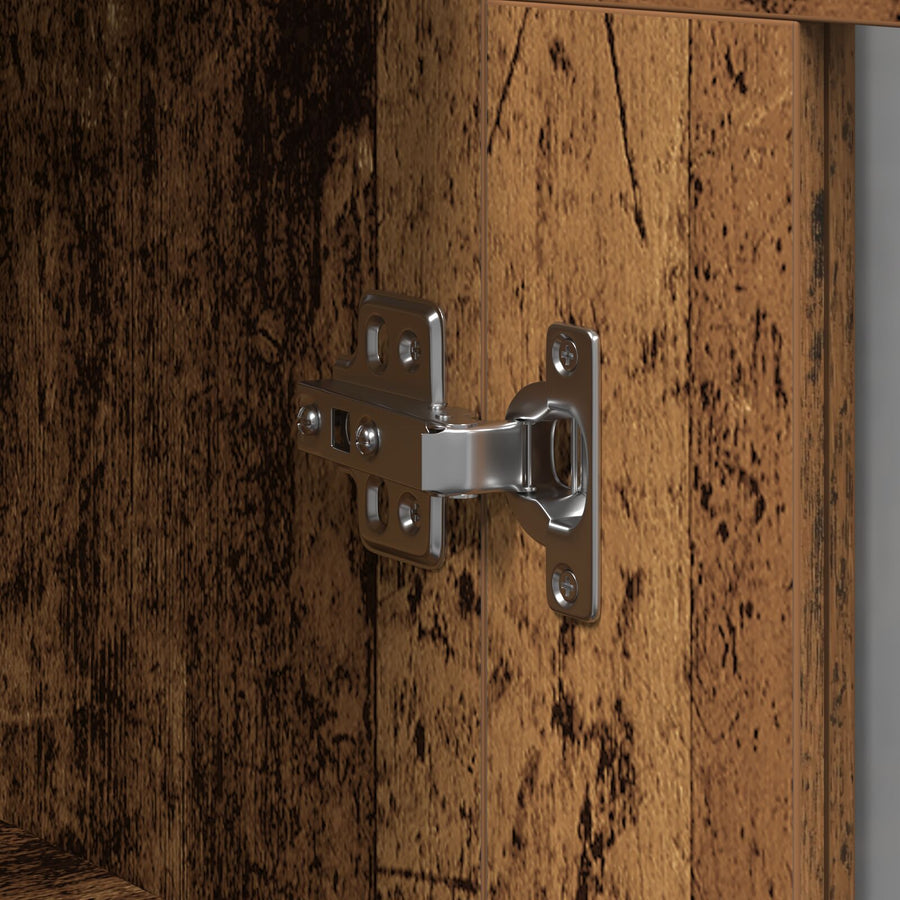 Wandkast Met Glazen Deuren Oud Hout 69,5X34X90 Cm