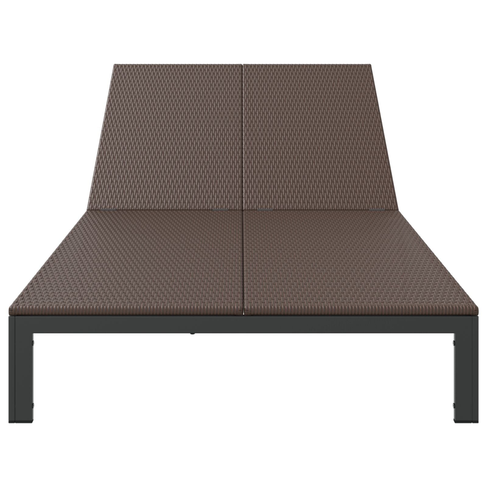 Zonnebed Met Kussens En Wielen Voor 2 Personen Poly Rattan Bruin 200 x 109 x 27.5 cm