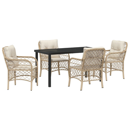 5-Delige Tuin Eethoek Met Kussens Beige Poly Rattan