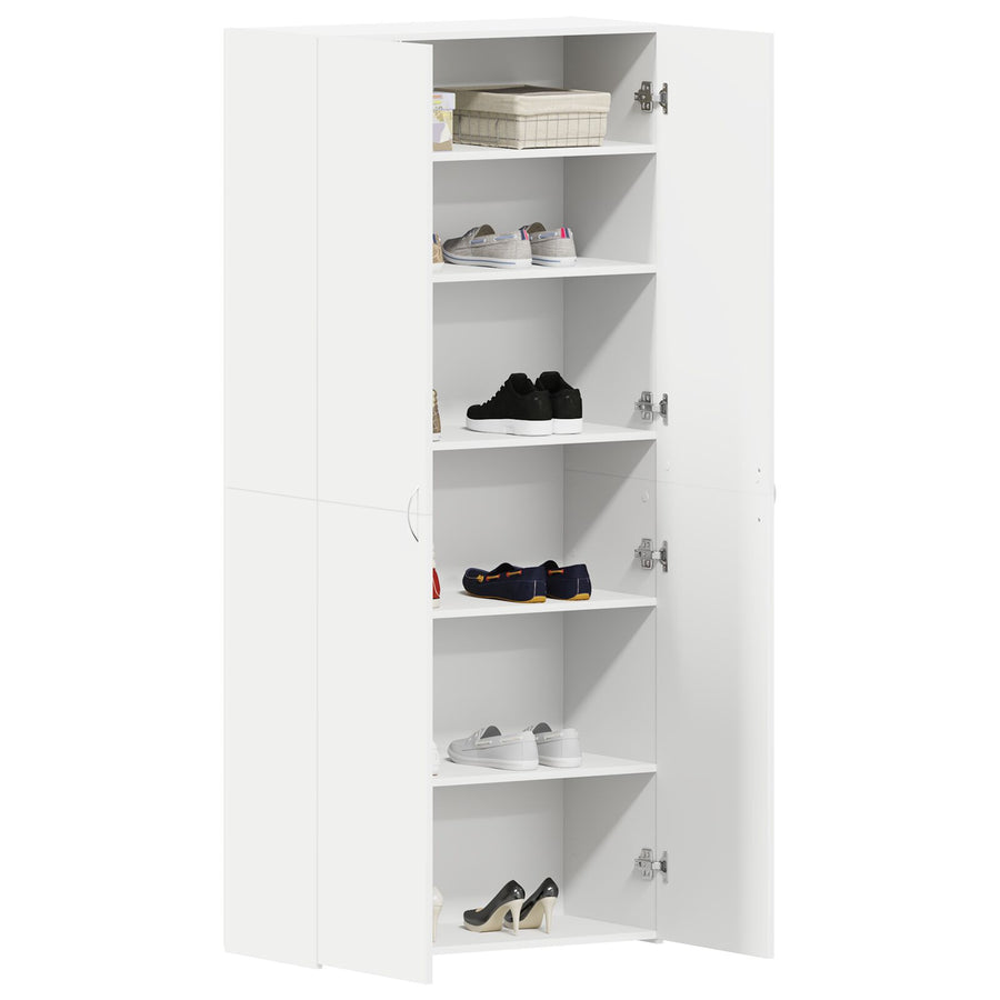 Schoenenkast Wit 80X35.5X180 Cm Gefabriceerd Hout