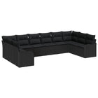 Tuinset poly rattan 10-delig zwart