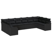 Tuinset poly rattan 10-delig zwart
