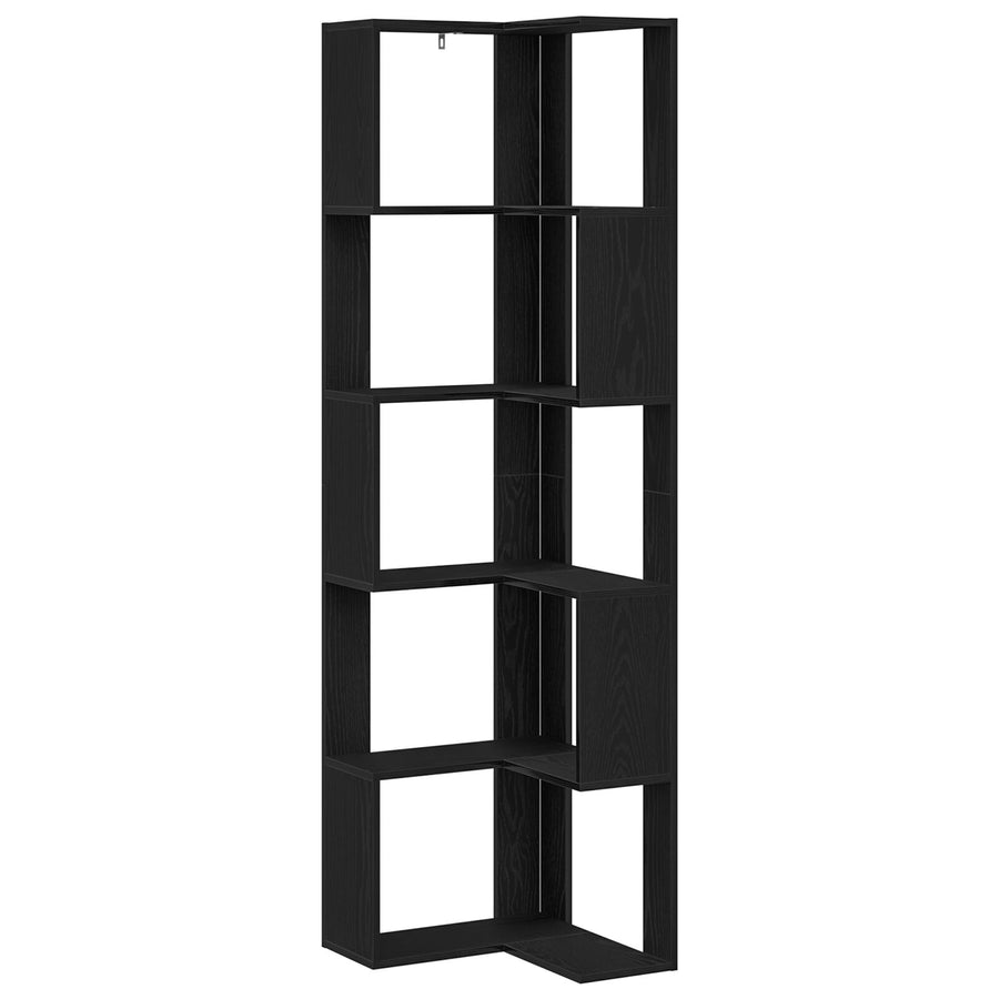 Hoekboekenkast 5-Tier Zwarte Eik 50X50X179 Cm Bewerkt Hout Zwarte eiken