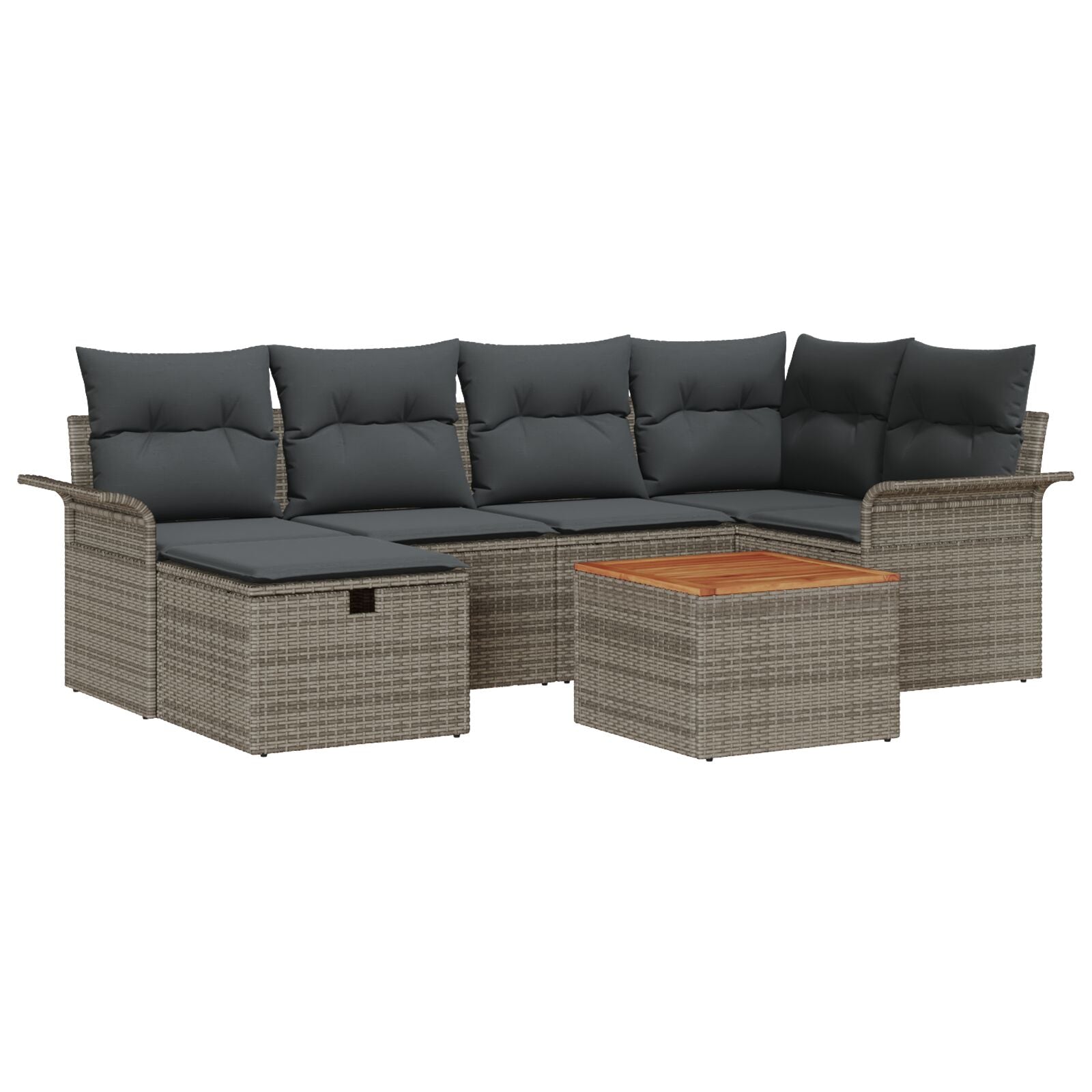 7-Delig Tuin Sofa Set Met Kussens Grijs Poly Rattan