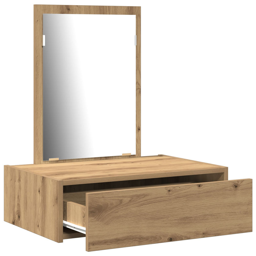 Wandgemonteerde Kaptafel 60 x 40 x 70 cm Ambachtelijk eiken zonder LED