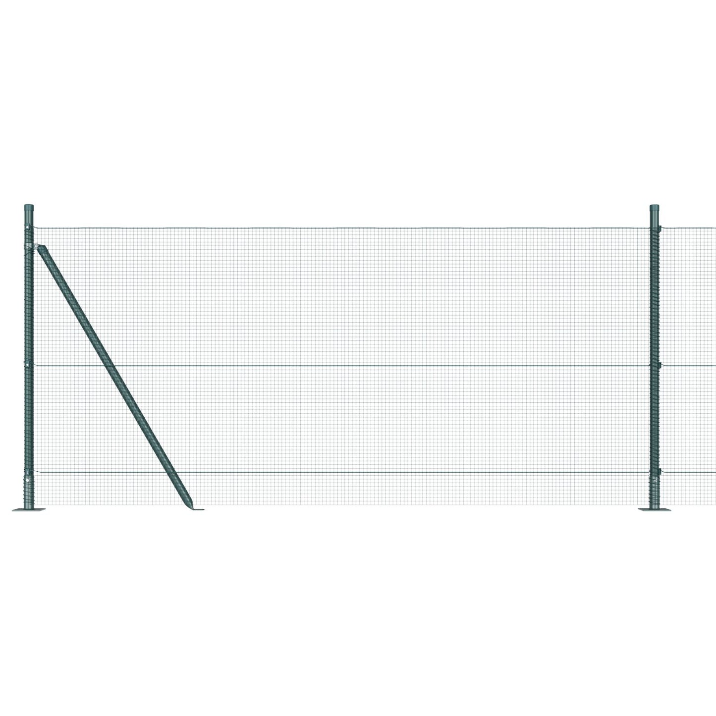 Gelaste Draadafsluiting Met 13 Flenspalen Groen 0.8X100 M Staal Gegalvaniseerd Staal