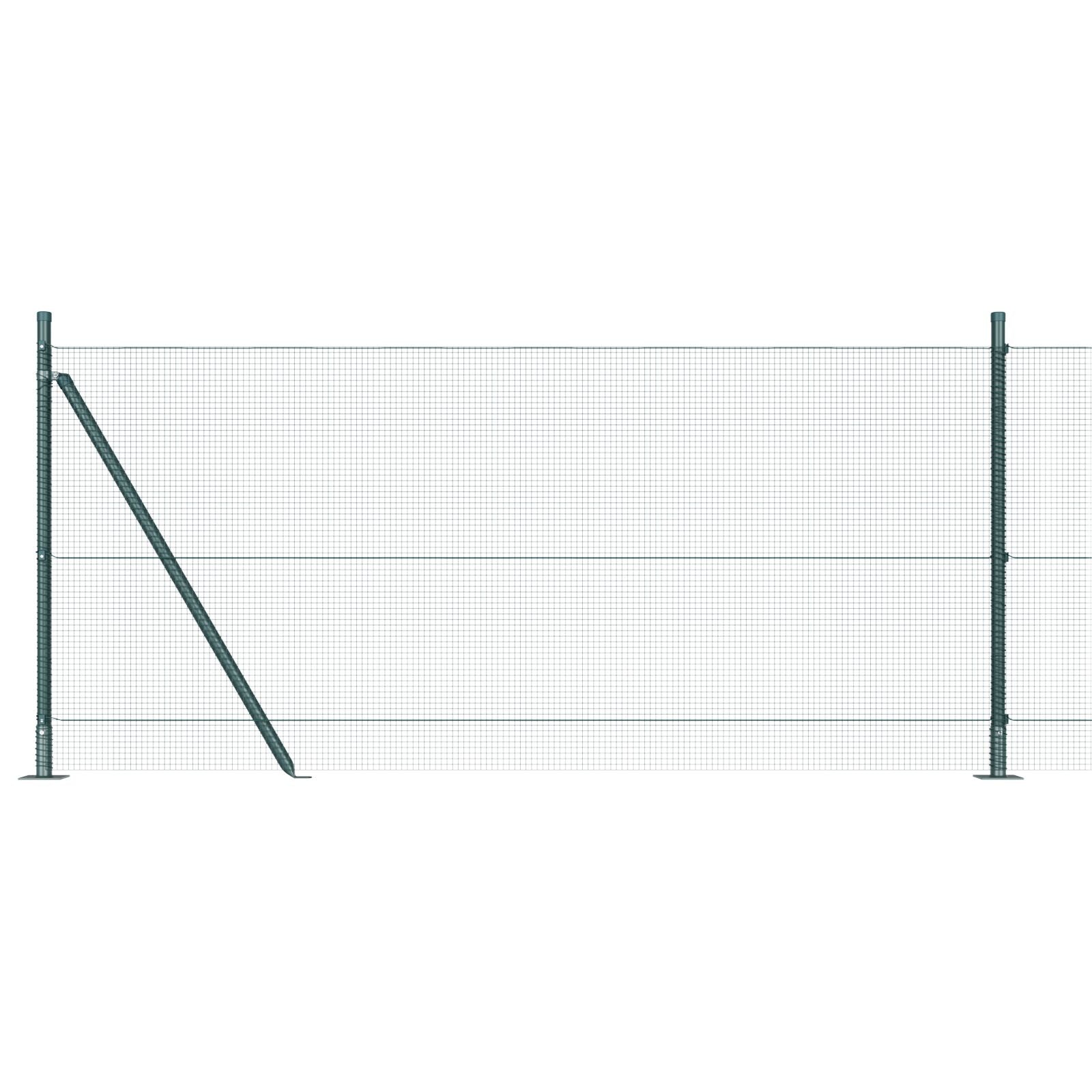 Gelaste Draadafsluiting Met 13 Flenspalen Groen 0.8X100 M Staal Gegalvaniseerd Staal