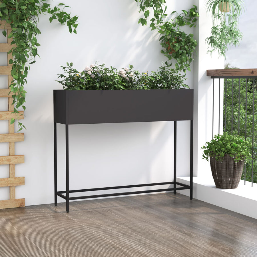 Verhoogde Tuinplantenbak Staal Zwart 100 x 26 x 82 cm