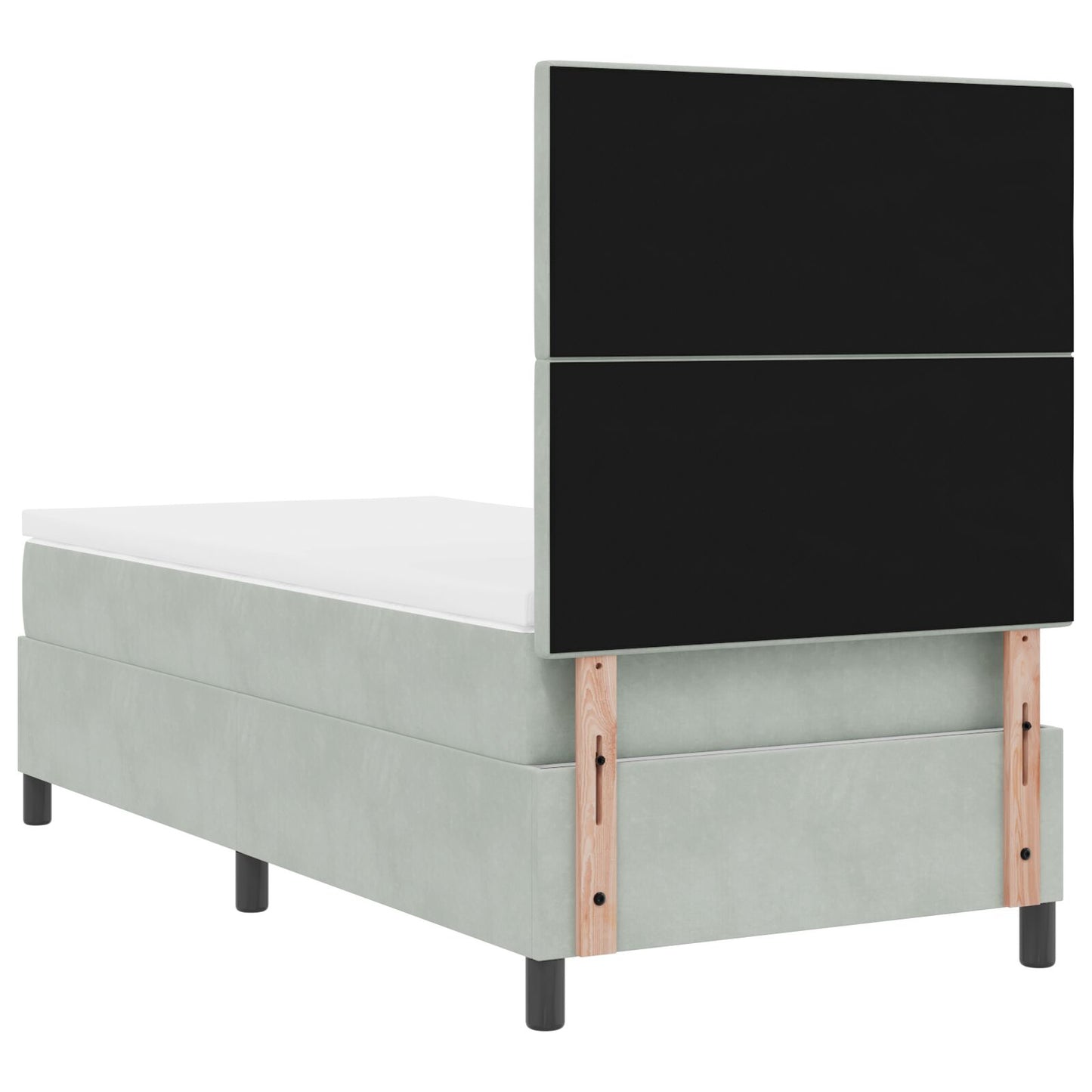 Boxspringbed Met Matras Lichtgrijs 100X200 Cm Fluweel Blauw