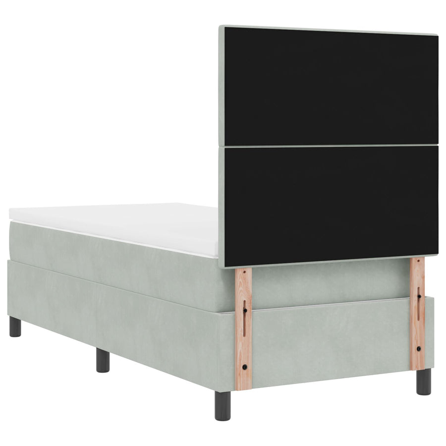 Boxspringbed Met Matras Lichtgrijs 100X200 Cm Fluweel Blauw