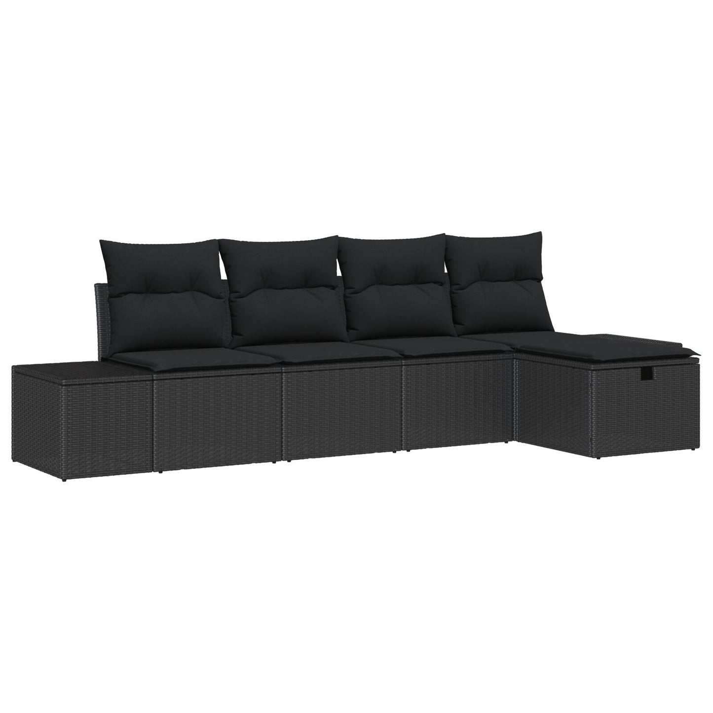 5-Delige Tuin Sofa Set Met Kussens Zwart Poly Rattan