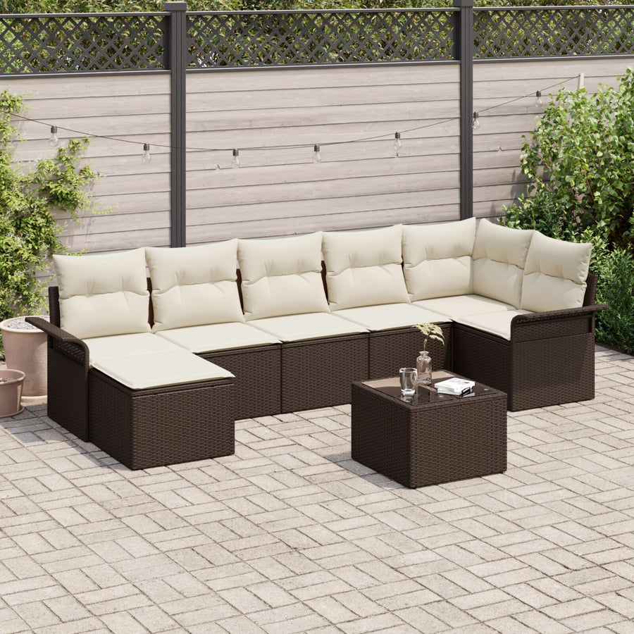 7-Delige Tuinsofa Set Met Kussens Grijs Poly Rattan