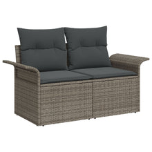 7-Delige Tuinbankset Met Kussens Grijs Poly Rattan