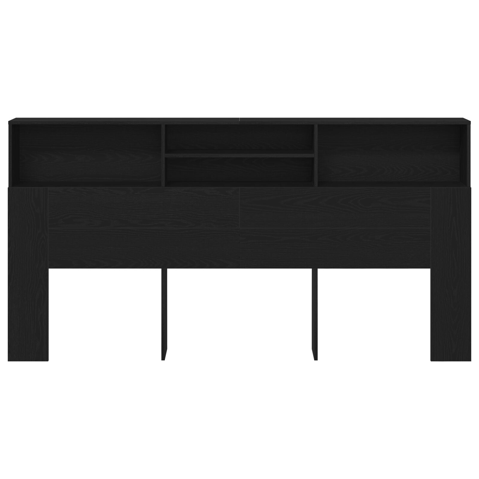 Zwarte Eiken Hooofdboardkast, 200X19X103.5 Cm, Bewerkt Hout