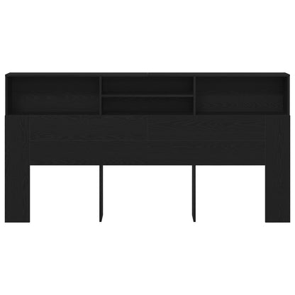 Zwarte Eiken Hooofdboardkast, 200X19X103.5 Cm, Bewerkt Hout