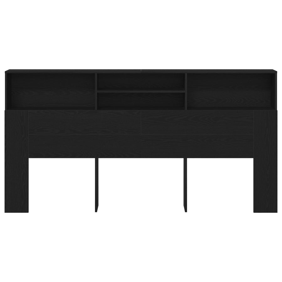 Zwarte Eiken Hooofdboardkast, 200X19X103.5 Cm, Bewerkt Hout