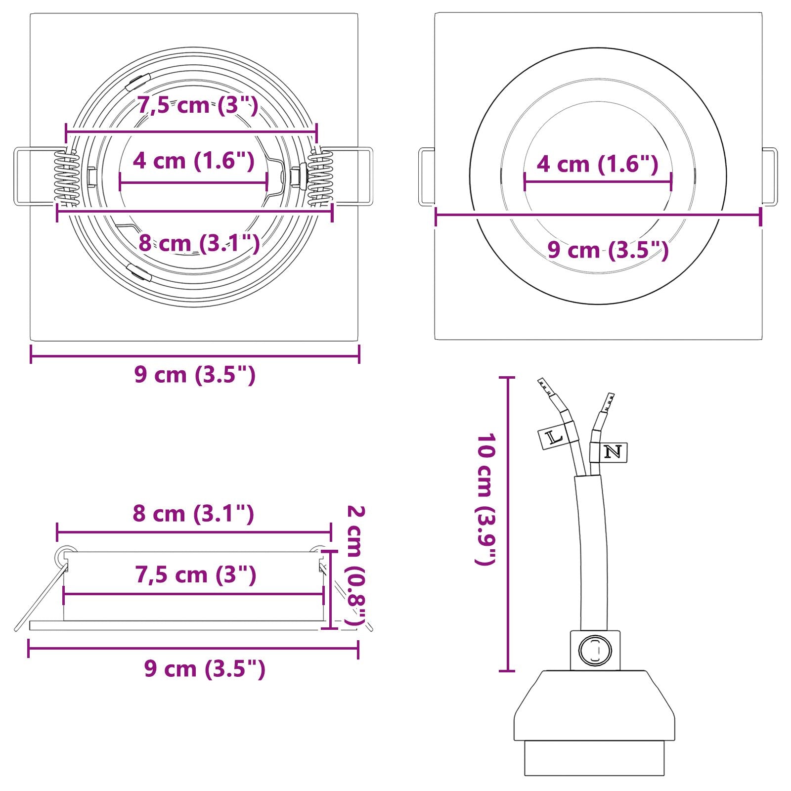 Ingebouwde Spots 24 Stuks Vierkante Gu10 Zilver 91X91 Mm