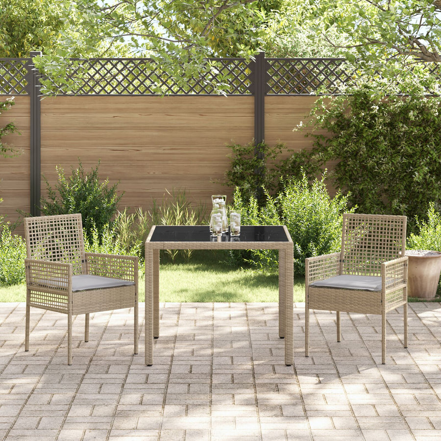 Set Van 2 Beige Poly Rattan 90 X 90 X 75 Cm