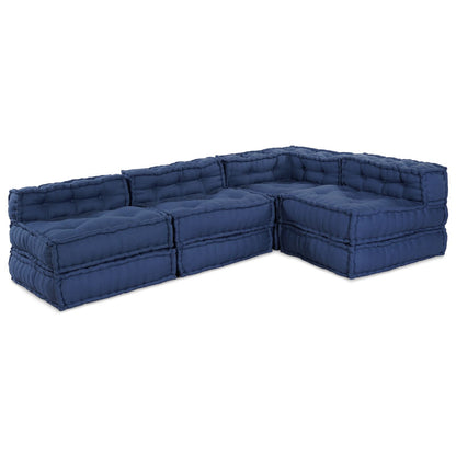 Modulaire Poefjes - Set Van 4 In Stof Indigo 70 x 70 x 54 cm 3x middelste + hoek