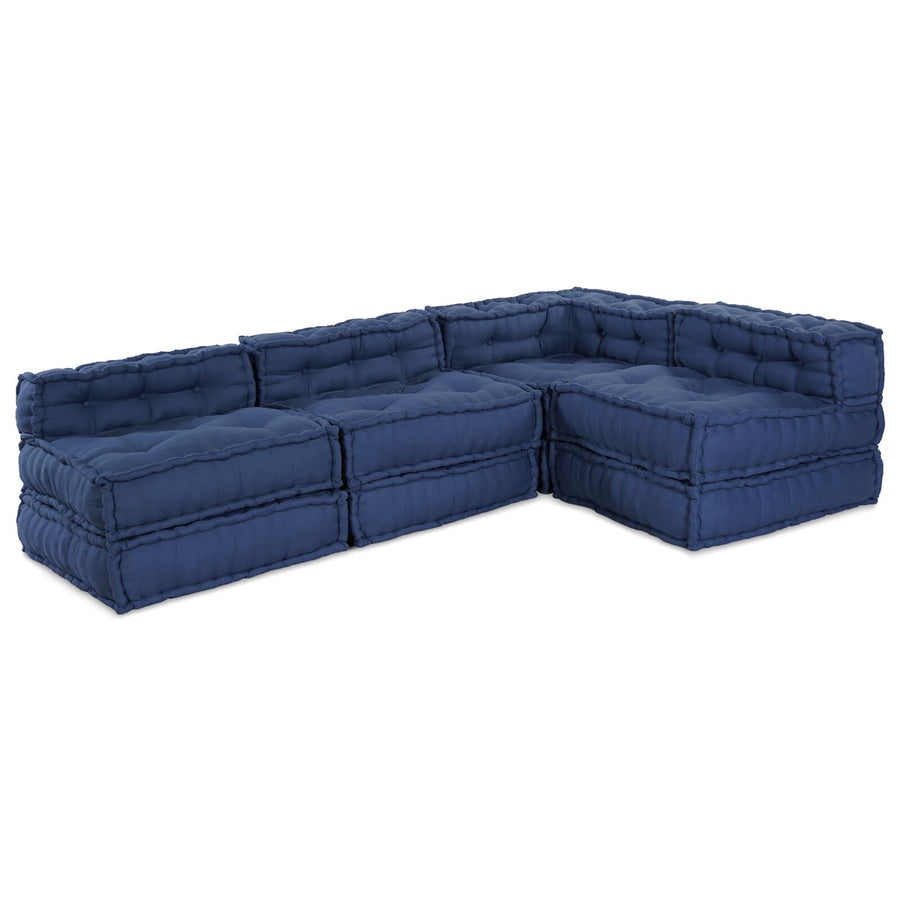 Modulaire Poefjes - Set Van 4 In Stof Indigo 70 x 70 x 54 cm 3x middelste + hoek