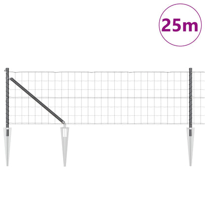 Euro Hek Met 13 Spiekpalen 0.6X25 M Gegalvaniseerd Staal Grijs Gegalvaniseerd Staal