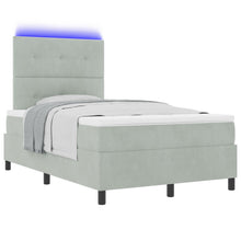 Boxspringbed Met Matras & Led Lichtgrijs 120X190 Cm Fluweel Blauw