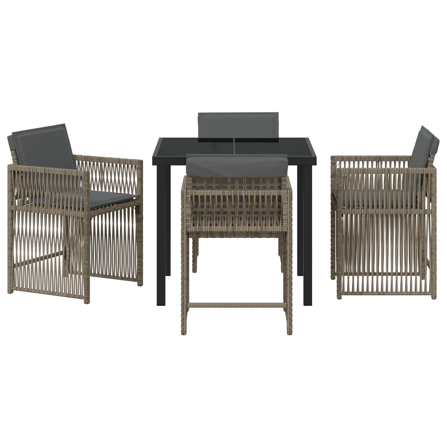 5-Delige Tuindining Set Met Kussens Grijze Poly Rattan