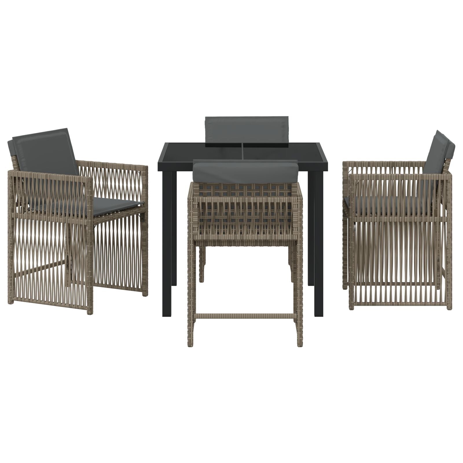 5-Delige Tuindining Set Met Kussens Grijze Poly Rattan