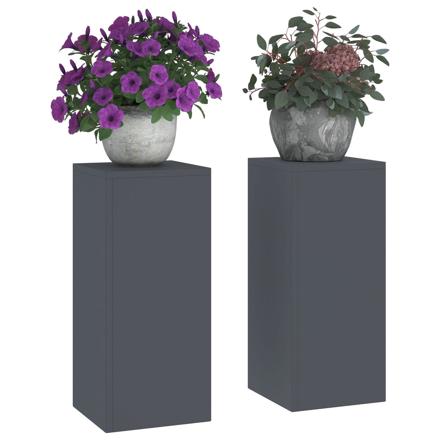 Buiten Plantstands Pilaren 2 Stuks 24X24X55 Cm Staal Anthraciet 2x (55 cm)