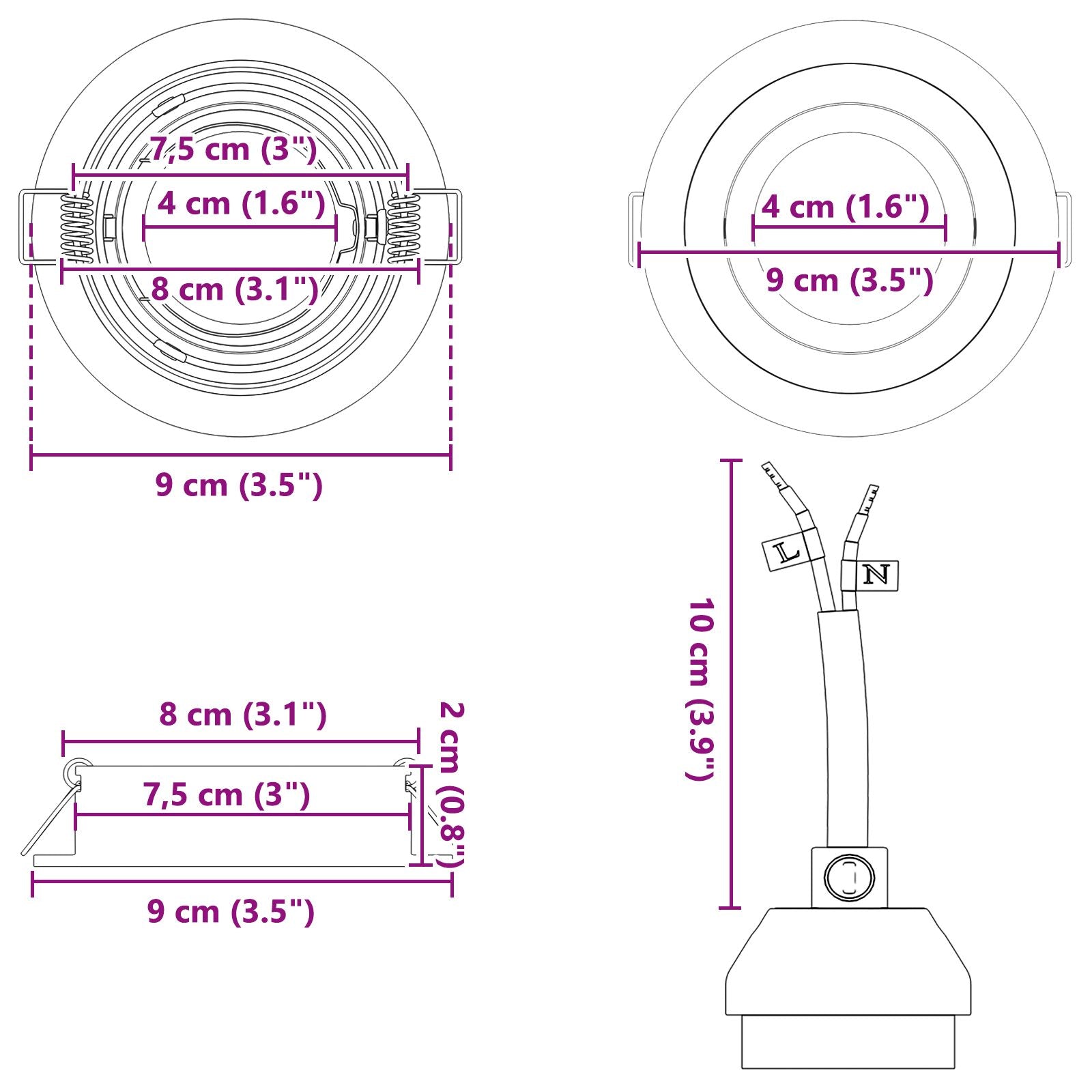 Ingebouwde Spots 24 Stuks Rond Gu10 Zilver Ø91 Mm