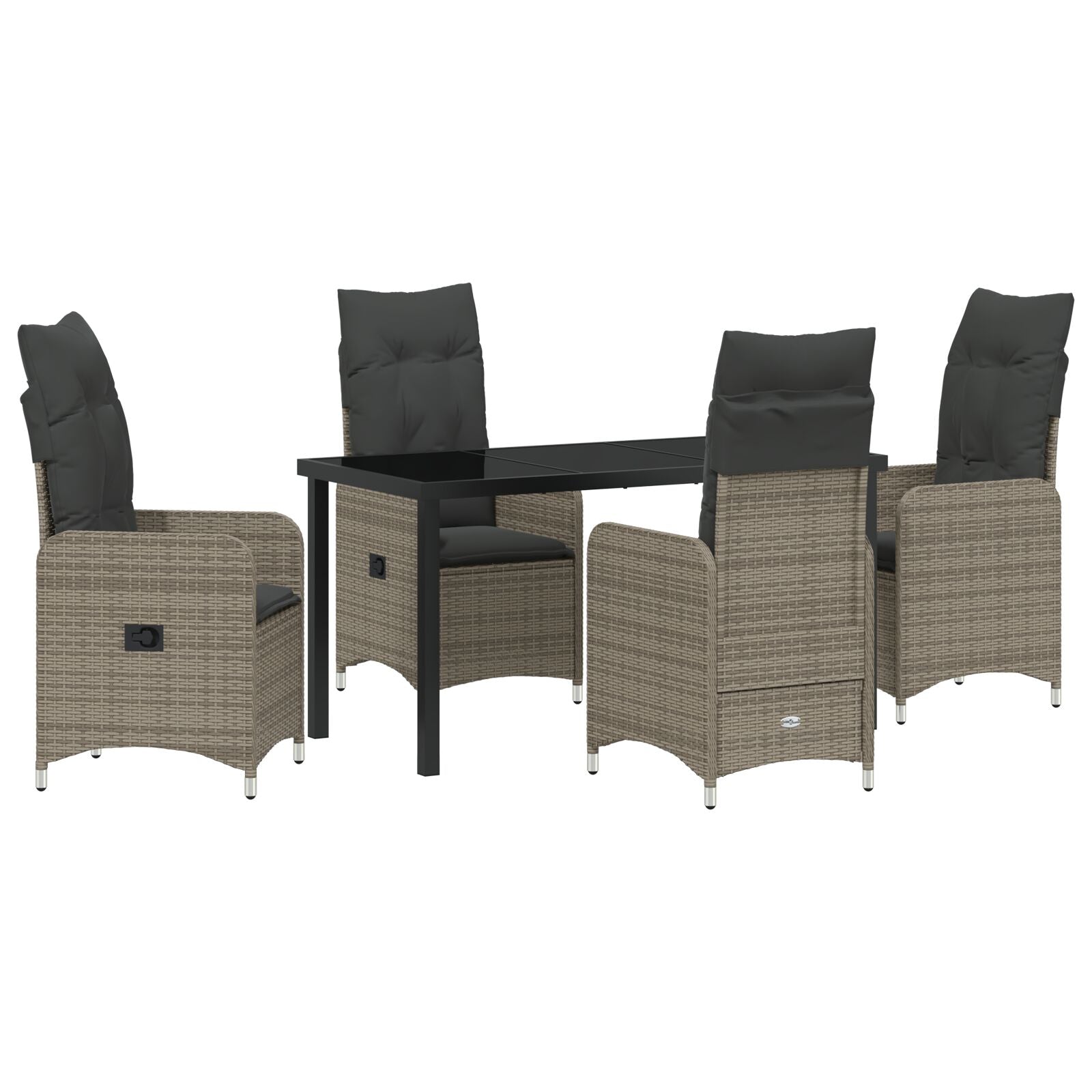 5-Delige Tuin Eetset Met Kussens Grijs Poly Rattan