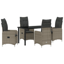 5-Delige Tuin Eetset Met Kussens Grijs Poly Rattan