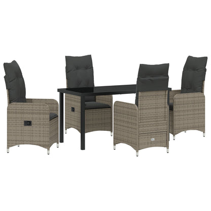 5-Delige Tuin Eetset Met Kussens Grijs Poly Rattan