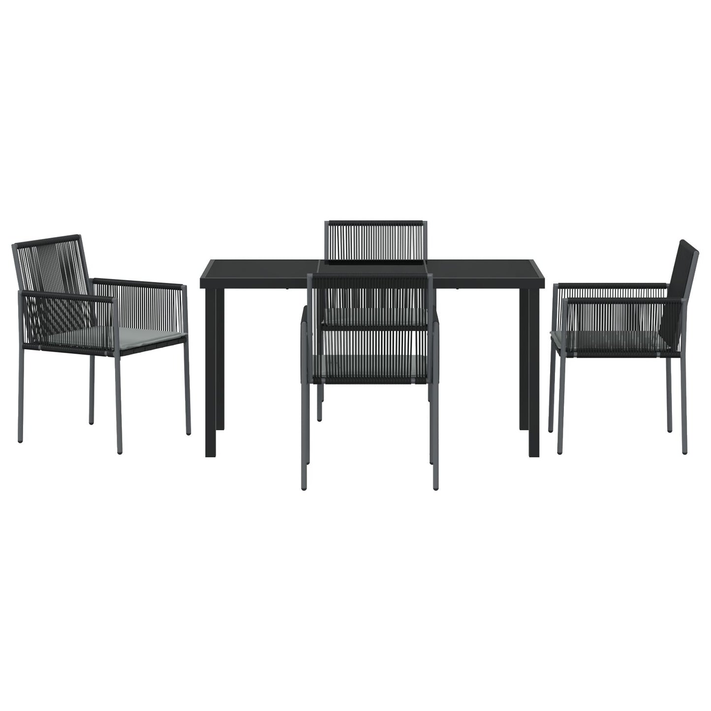 5-Delige Tuin Eetset Met Kussens Zwart Poly Rattan