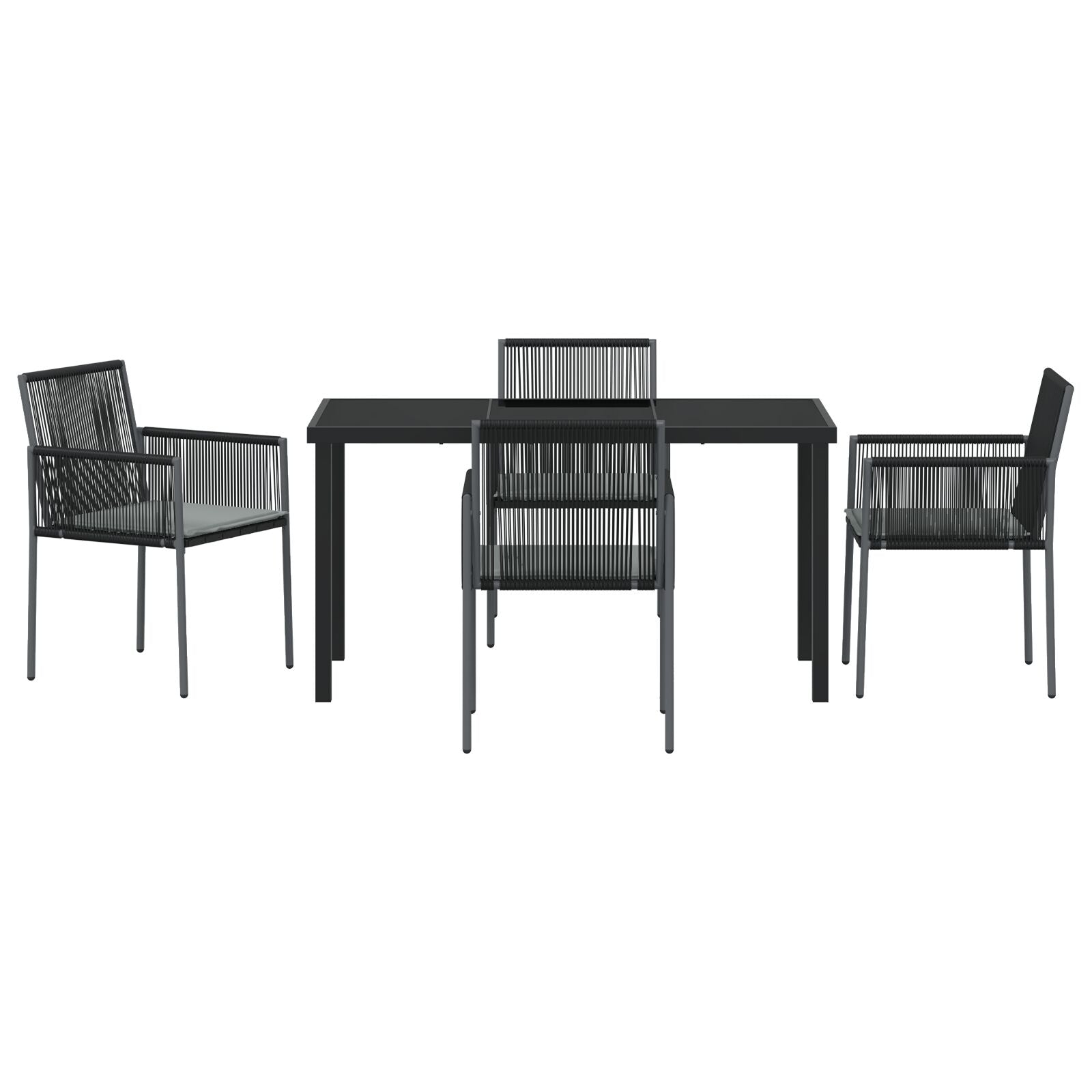 5-Delige Tuin Eetset Met Kussens Zwart Poly Rattan