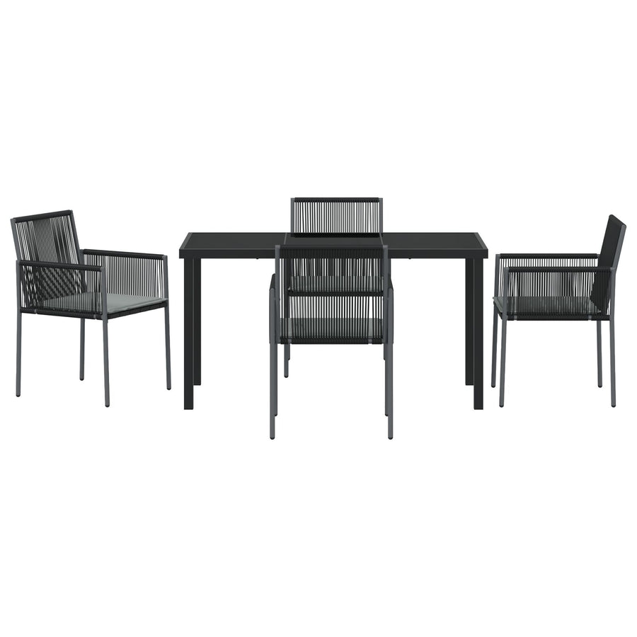 5-Delige Tuin Eetset Met Kussens Zwart Poly Rattan
