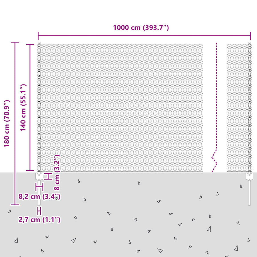 Hekpalen 10 Stuks U-Channel 140 Cm Gegalvaniseerd Staal,  Zeshoekig Hek 1.4 X 10 M Gegalvaniseerd Staal