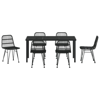 7-Delige Tuin Eetset Zwarte Poly Rattan
