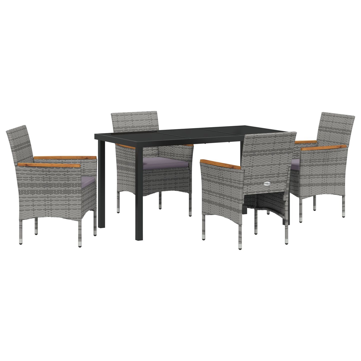 5-Delige Tuin Eetset - Grijs Poly Rattan