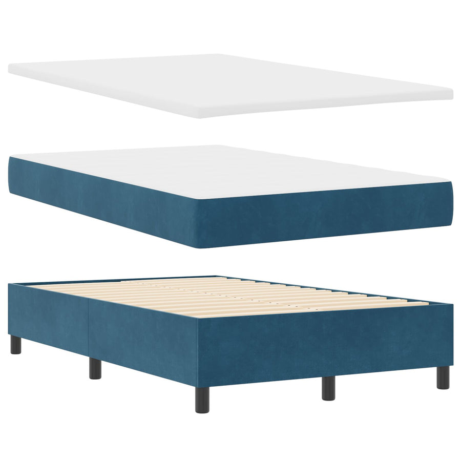 Boxspringbed Met Matras Donkerblauw 120X200 Cm Fluweel Blauw