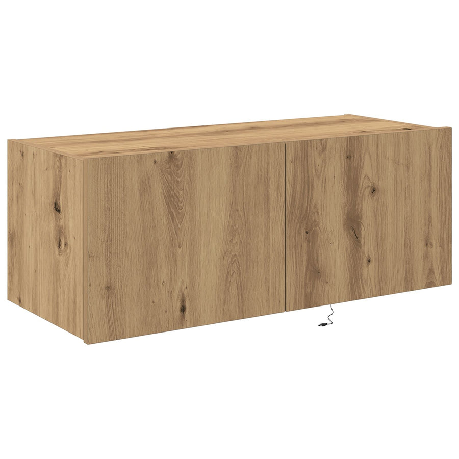 Tv Wandkast Met Led-Verlichting Artisan Eiken 80X35X31 Cm