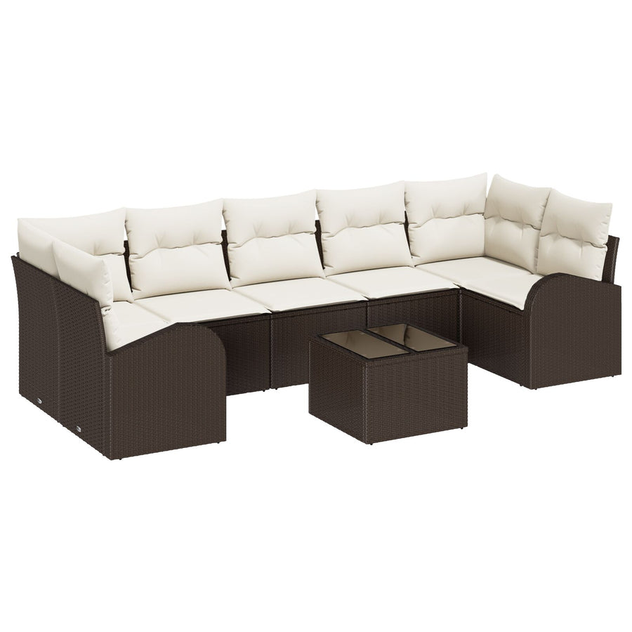 8-Delige Tuin Sofa Set Met Kussens Bruin Poly Rattan