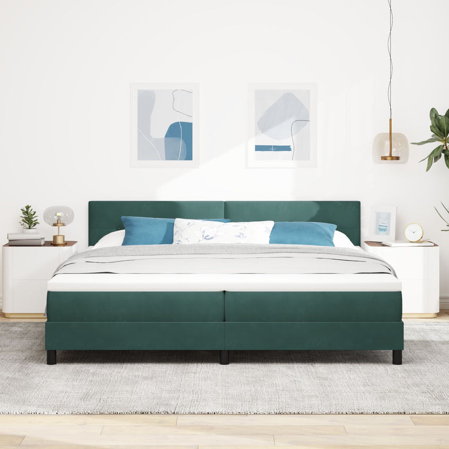 Boxspringbed Met Matras Donkergroen 200X200 Cm Velvet Blauw