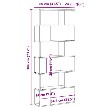 Boekenplank Ingenieurshout Zwart eiken 80 x 24 x 186 cm